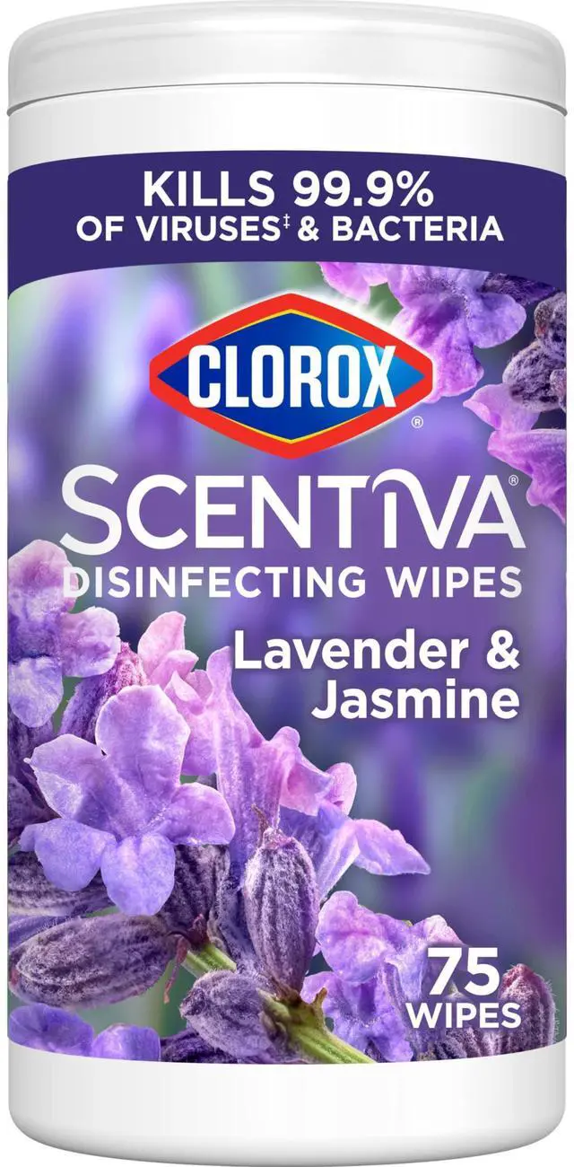 Main image of Clorox Scentiva Disinfecting Wipes, Lavender and Jasmine, Antibacterial, 75 Count