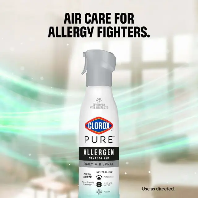 Alt view image 5 of 6 - Clorox PURE Allergen Neutralizer Daily Air Spray, Clean Breeze, 8 Ounces