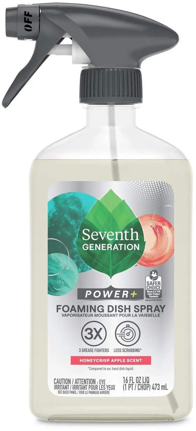 Main image of Seventh Generation Power+ Foaming Dish Spray Dishwashing soap Honey Crisp Apple Cuts Grease 16 oz