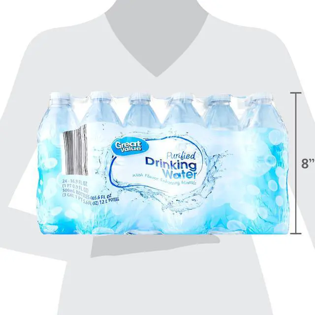 Alt view image 2 of 6 - Great Value Purified Drinking Water, 16.9 fl oz, 24 Count