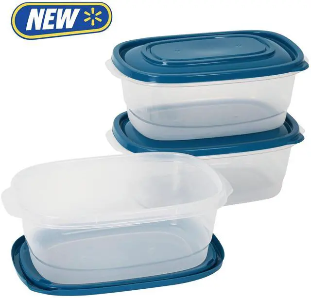 Main image of Mainstays Semi Durable 8-Cup Plastic Food Storage Container Set, 3 Pack