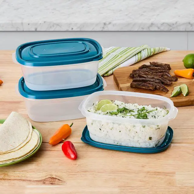 Alt view image 4 of 6 - Mainstays Semi Durable 8-Cup Plastic Food Storage Container Set, 3 Pack
