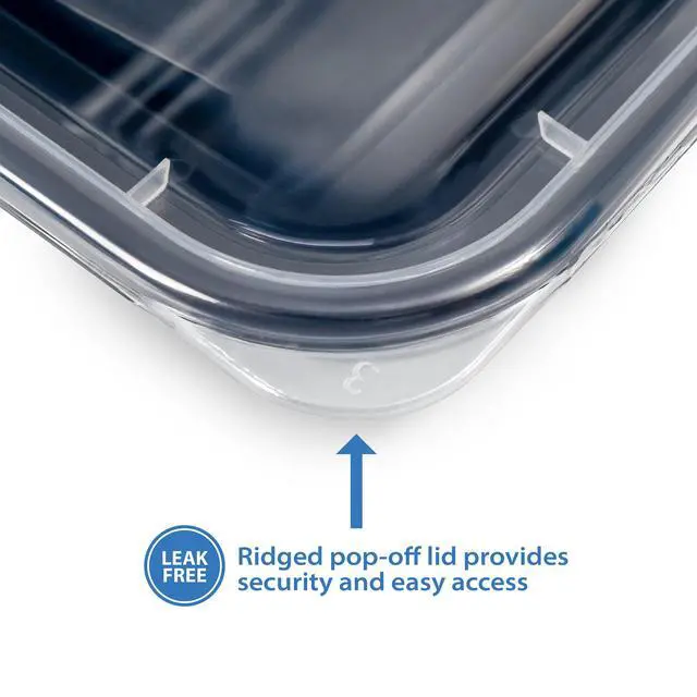 Alt view image 3 of 6 - Mainstays 10-Piece Meal Prep Food Storage Container Set, 5 Containers + 5 Lids, 2-Compartment, BPA-Free