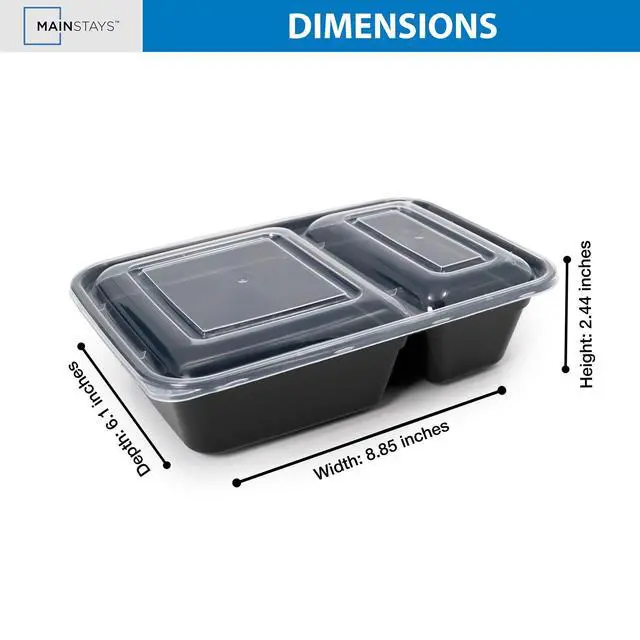 Alt view image 4 of 6 - Mainstays 10-Piece Meal Prep Food Storage Container Set, 5 Containers + 5 Lids, 2-Compartment, BPA-Free