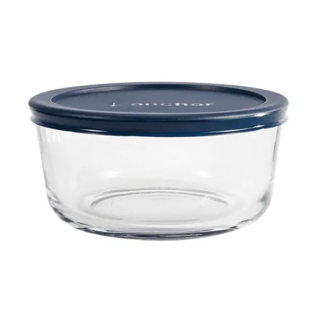Alt view image 2 of 6 - (2 pack) Anchor Hocking Glass Food Storage Container with Lid, 4 Cup Round