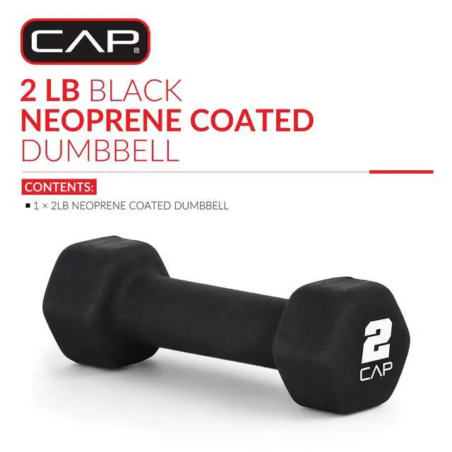 Alt view image 2 of 5 - CAP, 2lb Neoprene Dumbbell, Black, Single