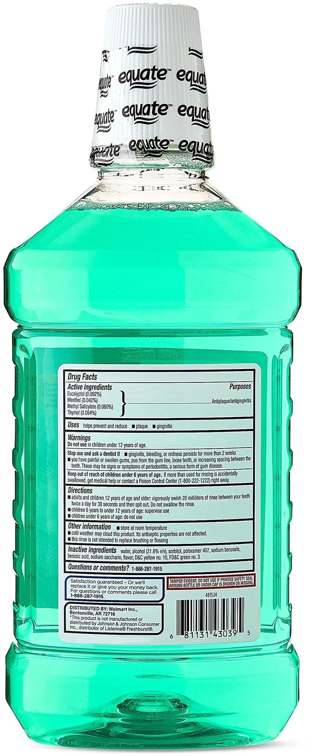 Alt view image 2 of 6 - Equate Antiseptic Mouthwash, Green Mint, 1.5 L
