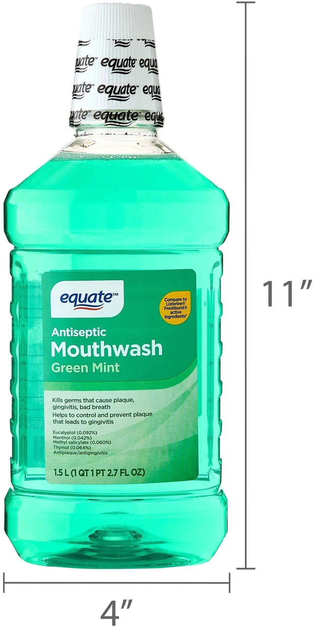 Alt view image 4 of 6 - Equate Antiseptic Mouthwash, Green Mint, 1.5 L