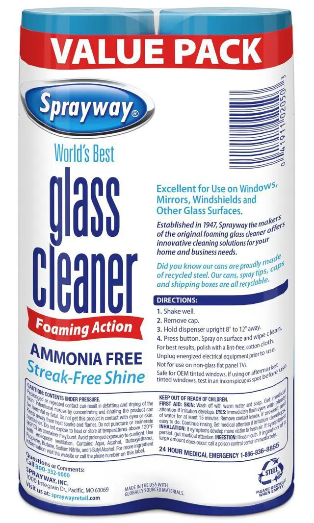 Alt view image 7 of 7 - Sprayway Glass Cleaner Foaming Aerosol Spray, 19oz, Pack of 2 | Ammonia-Free, Streakless, Fast-Acting | Cleans & Polishes Glass Surfaces | Fresh Scent, Removes Fingerprints, Dust, Dirt, Smoke Film