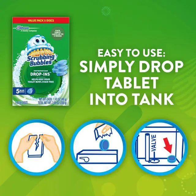 Alt view image 4 of 5 - Scrubbing Bubbles Continuous Clean Toilet Tank Drop-Ins, 5 Count