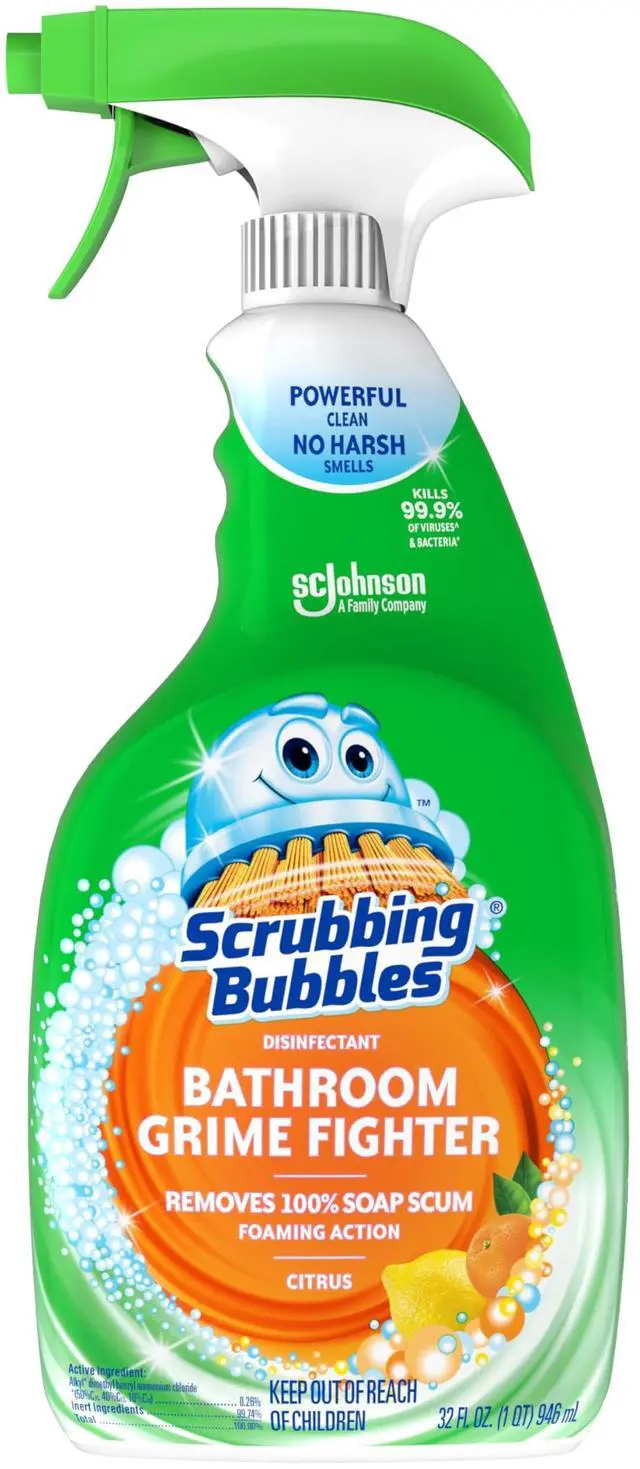 Main image of Scrubbing Bubbles Grime Fighter Disinfectant Bathroom Cleaner Spray, 32oz