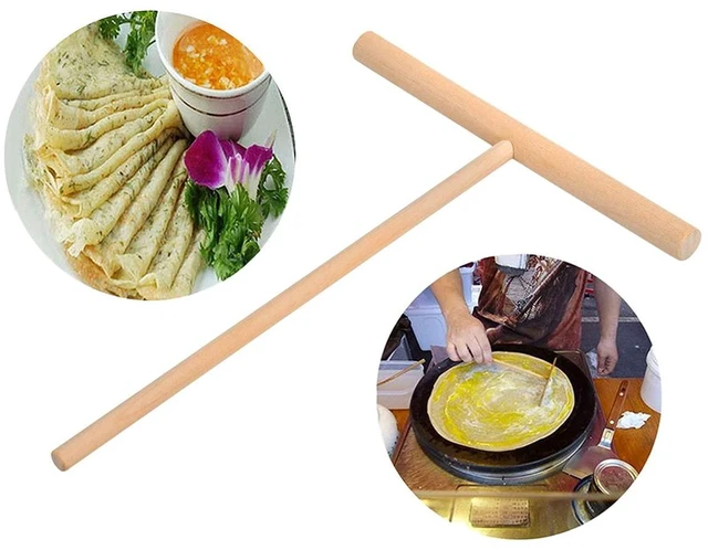 Alt view image 6 of 6 - DS. DISTINCTIVE STYLE Crepe Spreader 2 Pieces 6.1 Inches x 4.7 Inches Natural Wooden T-Shaped Tool for Crepes Wooden Crepe Maker Pancake Maker Tool