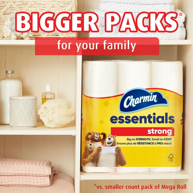 Alt view image 2 of 7 - Charmin Essentials Strong Toilet Paper 6 Mega Rolls, 429 sheets per roll