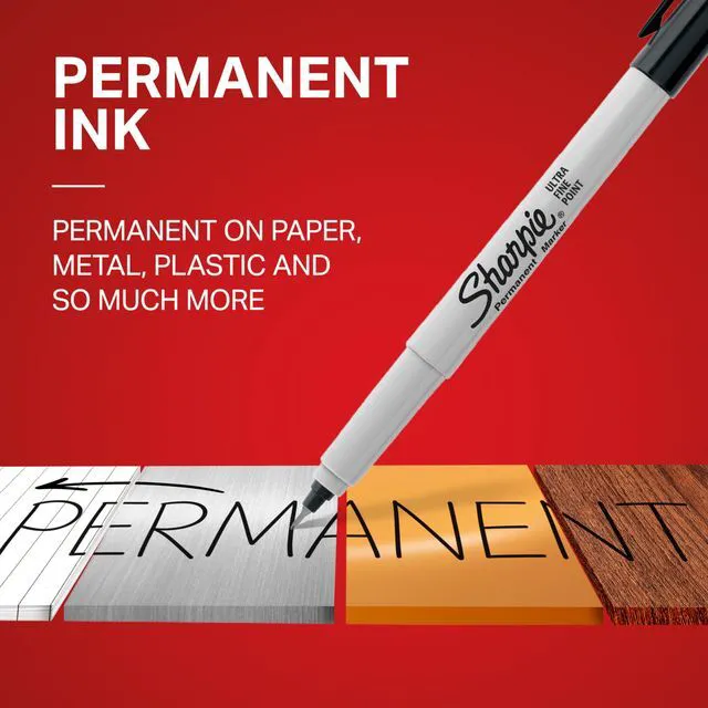 Alt view image 3 of 5 - Sharpie Permanent Markers, Ultra Fine Point, Black, 2 Count - Home, School, Office Supplies