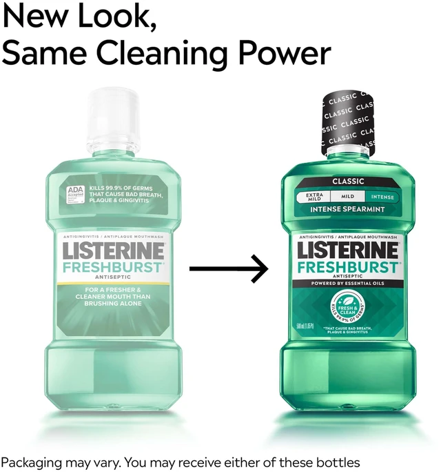 Alt view image 6 of 6 - Listerine Freshburst Antiseptic Mouthwash, Spearmint, 8.5 fl. oz/250 mL