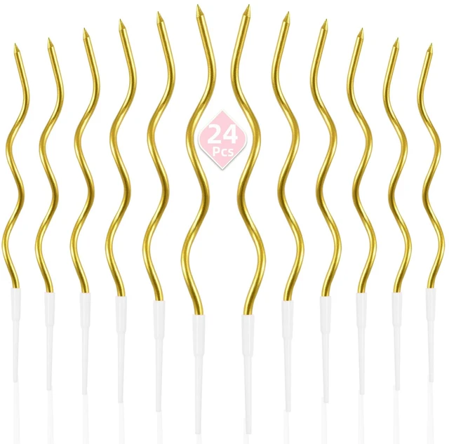 Alt view image 5 of 7 - PHD CAKE 24-Count Gold Spiral Long Thin Metallic Birthday Candles, Cake Candles, Birthday Parties, Wedding Decorations, Party Candles