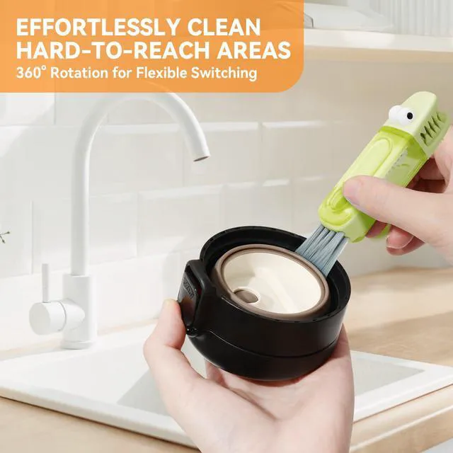 Alt view image 6 of 6 - 3 in 1 Cup Lid Gap Cleaning Brush Set, Multifunctional Bottle Cleaning Brush, Silicone Cup Lid Gap Cleaner, Home Kitchen Crevice Cleaning Tools (Multicolored)