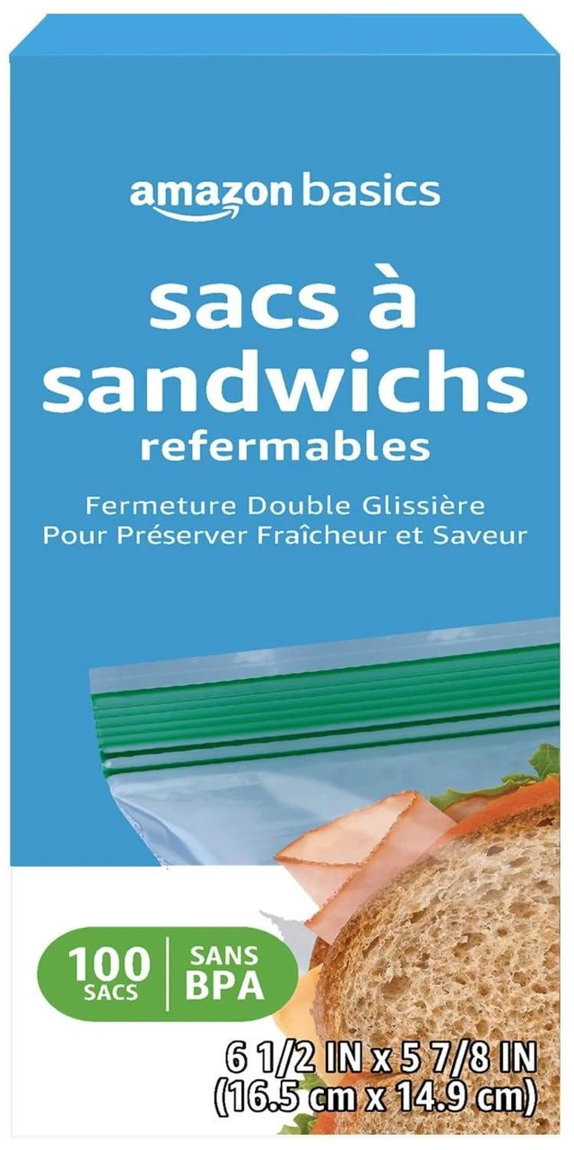 Alt view image 2 of 4 - Amazon Basics Reclosable Double Zipper Sandwich Storage Bags for Food Storage, BPA Free, 100 Count