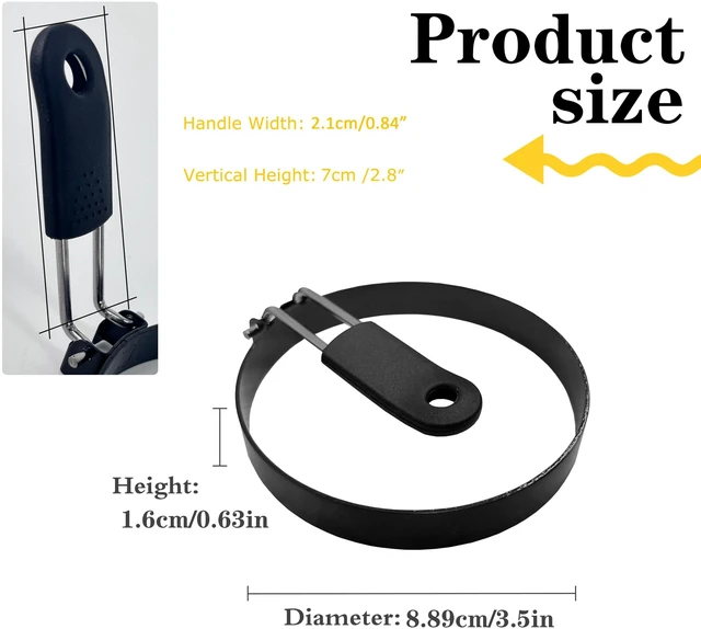 Alt view image 5 of 5 - 3.5'' Egg Rings with Silicone Handle, Stainless Steel Egg Cooking Rings,Nonstick,For Frying Eggs and English Muffins Pancake, Egg Mold Shaper For Breakfast