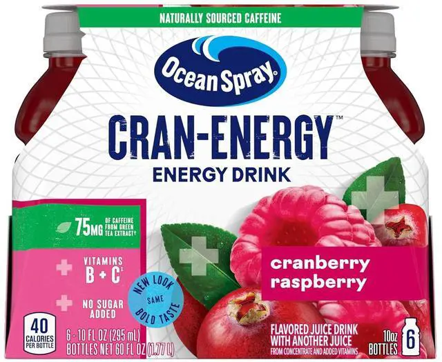 Main image of Ocean Spray® Cran-Energy Cranberry Raspberry Juice Drinks, 10 Fl Oz Bottles, 6 Count (Pack of 1)