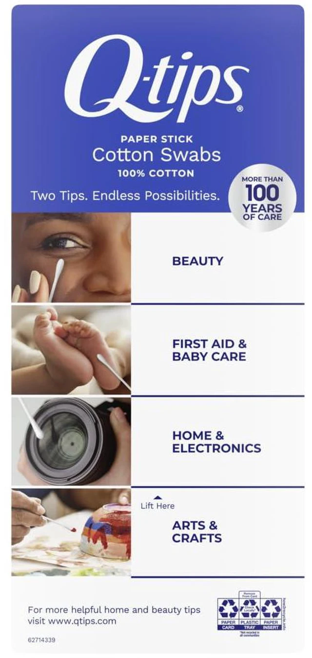 Alt view image 4 of 6 - Q-tips Cotton Swabs, Original, For Home, First Aid and Beauty, 100% Cotton, 500 Count