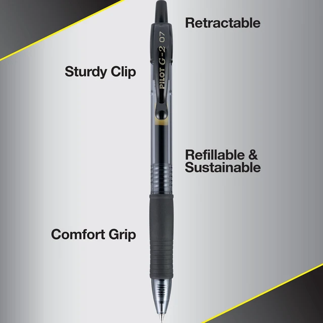 Alt view image 5 of 6 - PILOT G2 Premium Gel Pens, Fine Point 0.7mm, Black Ink, 5-Pack