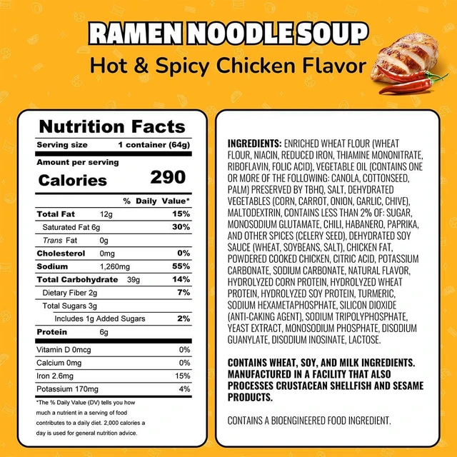 Alt view image 5 of 5 - Maruchan Instant Lunch Ramen Noodles, Hot & Spicy Chicken Flavor Japanese-Style Instant Noodle Soup, Easy Meal Ready in 3 Minutes 2.25 Oz. (12 Pack)