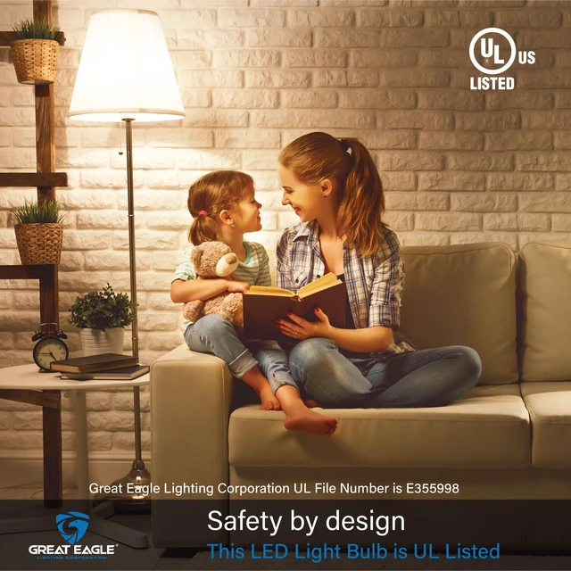 Alt view image 2 of 6 - Great Eagle Lighting 100 Watt LED Light Bulbs Equivalent, 5000K Daylight, A19 E26 Medium Base Bulb, 1500 Lumens, Non-Dimmable, Damp Rated for Indoor and Covered Outdoor Porch and Garage Use, 2 Pack