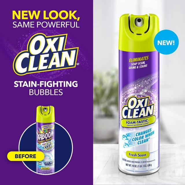 Alt view image 2 of 5 - OxiClean Foam-Tastic Foaming Bathroom Cleaner, Removes Soap Scum, Grime & Stains, Fresh Scent, 19 oz