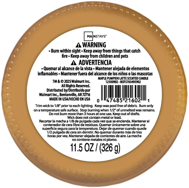 Alt view image 4 of 5 - Mainstays 3-Wick Glass Jar Candle, Maple Pumpkin Latte, 11.5 oz