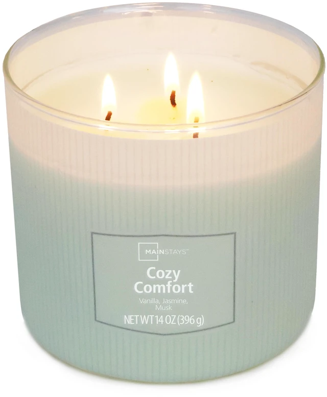 Main image of Mainstays Cozy Comfort 3-Wick Textured Wrapped Scented Candle, 14 oz