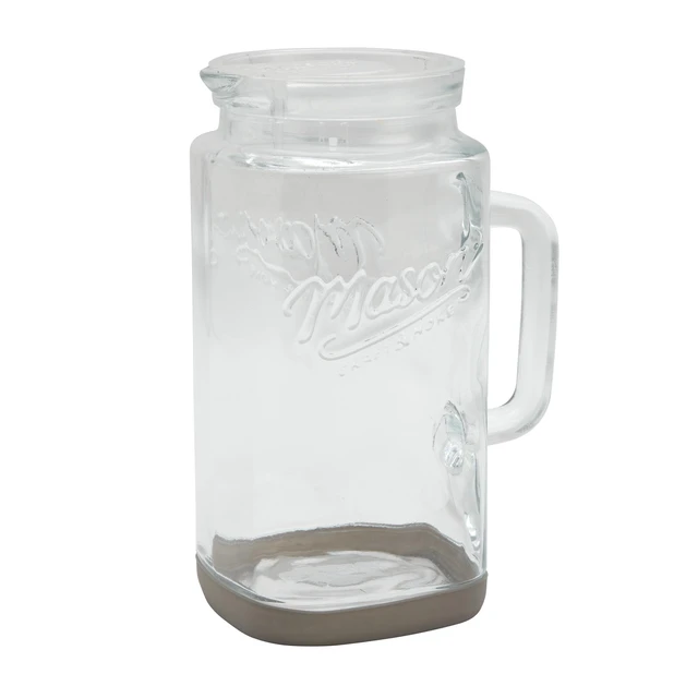 Alt view image 3 of 6 - Mason Craft & More Glass 0.5 Gallon Pitcher with Removable Plastic Lid and Silicone Base, Gray, Well Suited to Cold Drink Preparation