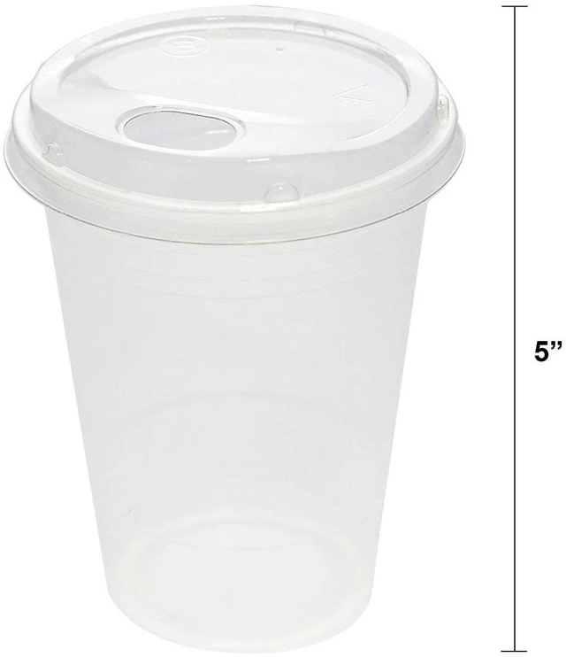 Alt view image 2 of 7 - Great Value Disposable Plastic Cups and Lids, Clear, 16 oz, 25 Count, (Cup and Lid Combo)