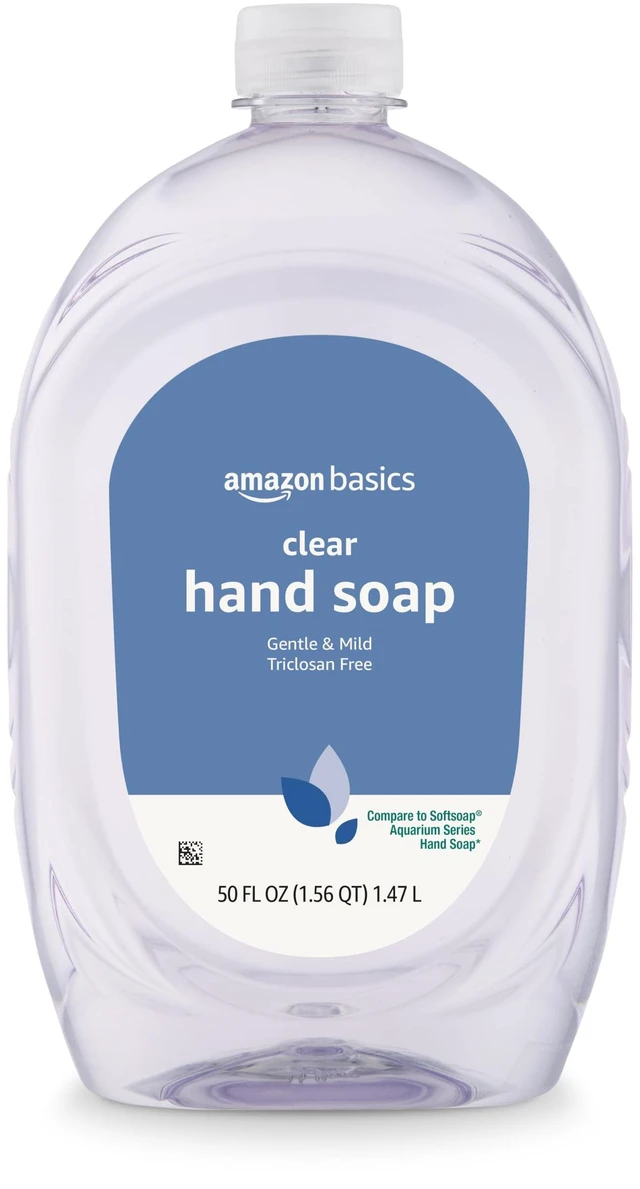Main image of Amazon Basics Gentle & Mild Clear Liquid Hand Soap Refill, Triclosan-Free, Dermatologist-Tested, pH Balanced, Cruelty-Free, 50 Fluid Ounces, 1-Pack (Previously Solimo)