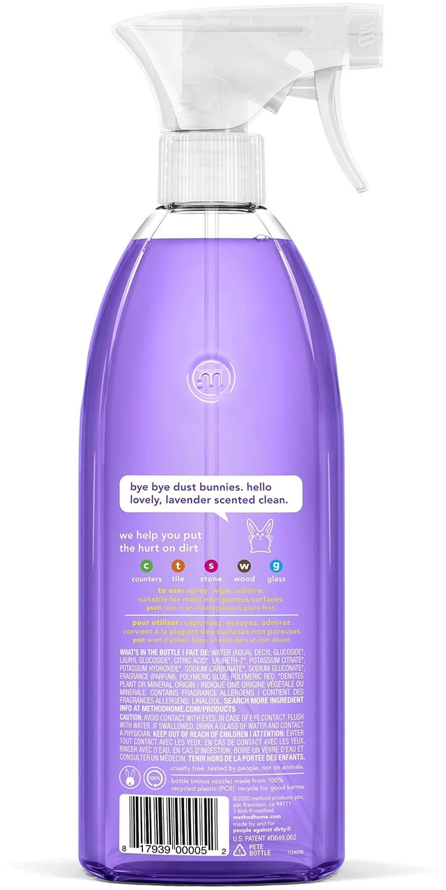Alt view image 7 of 7 - Method All-Purpose Cleaner Spray, French Lavender, Perfect for Most Counters, Tiles and More, 28 Fl Oz (Pack of 2)