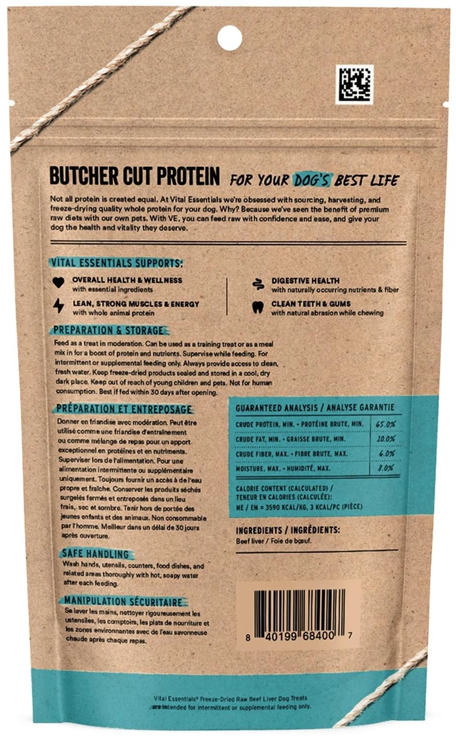 Alt view image 5 of 6 - Vital Essentials Freeze Dried Dog Treats, Beef Liver, 2.1 oz Bag
