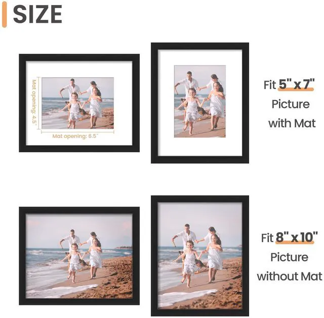 Alt view image 4 of 6 - upsimples 8x10 Picture Frame, Wall Decor Photo Frames, Black 1 Pack