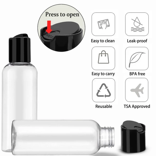 Alt view image 7 of 7 - DNSEN 5 Pack 3.4 oz Travel Bottles for Toiletries TSA Approved Leakproof Plastic Empty Travel Size Bottles Containers with Labels