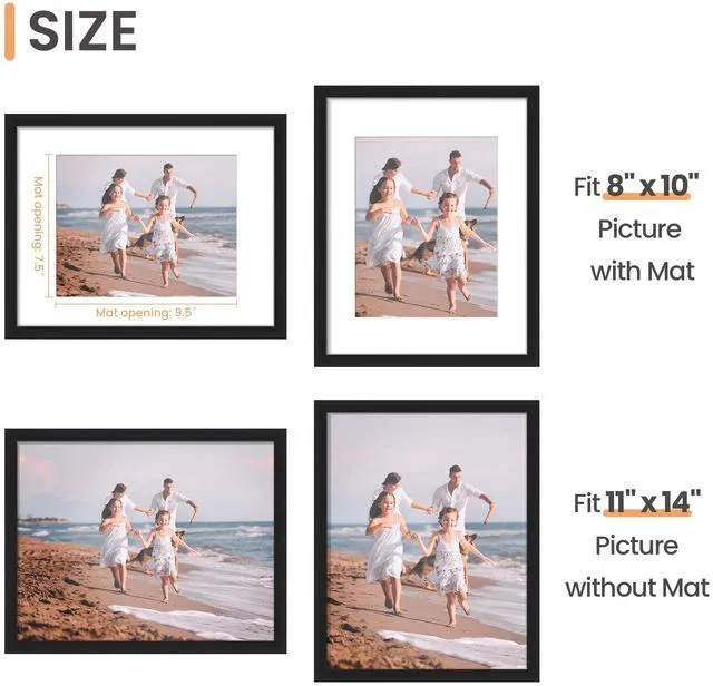 Alt view image 3 of 6 - upsimples 11x14 Picture Frame, Wall Decor Photo Frames, Black 1 Pack