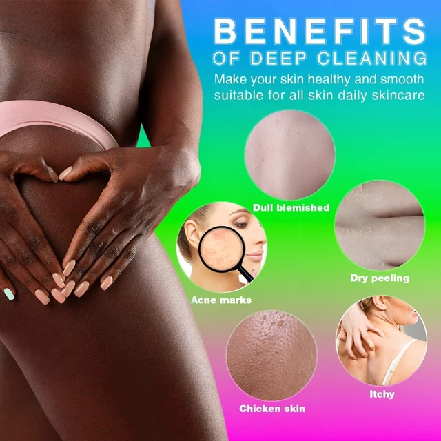 Alt view image 5 of 6 - UJFQBH 3 Pieces African Bath Sponge African Net Long Net Bath Sponge Exfoliating Shower Body Scrubber Back Scrubber Skin Smoother,Great for Daily Use (Rose Red, Blue, Green)