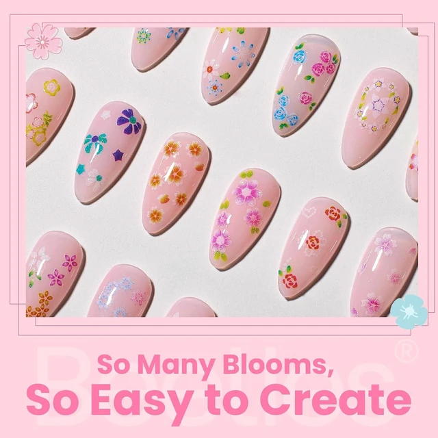 Alt view image 3 of 6 - Beetles Nail Art Stickers 30 Sheets 3D Flower Nail Stickers Color Heart