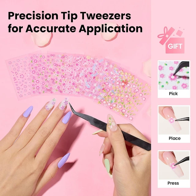 Alt view image 2 of 6 - Beetles Nail Art Stickers 30 Sheets 3D Flower Nail Stickers Color Heart