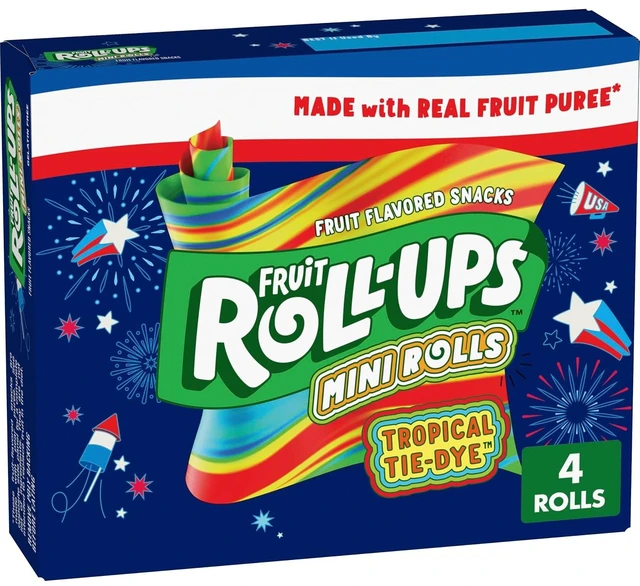 Main image of Fruit Roll-Ups Mini Rolls Tropical Tie-Die Fruit Flavored Snacks, 4 ct