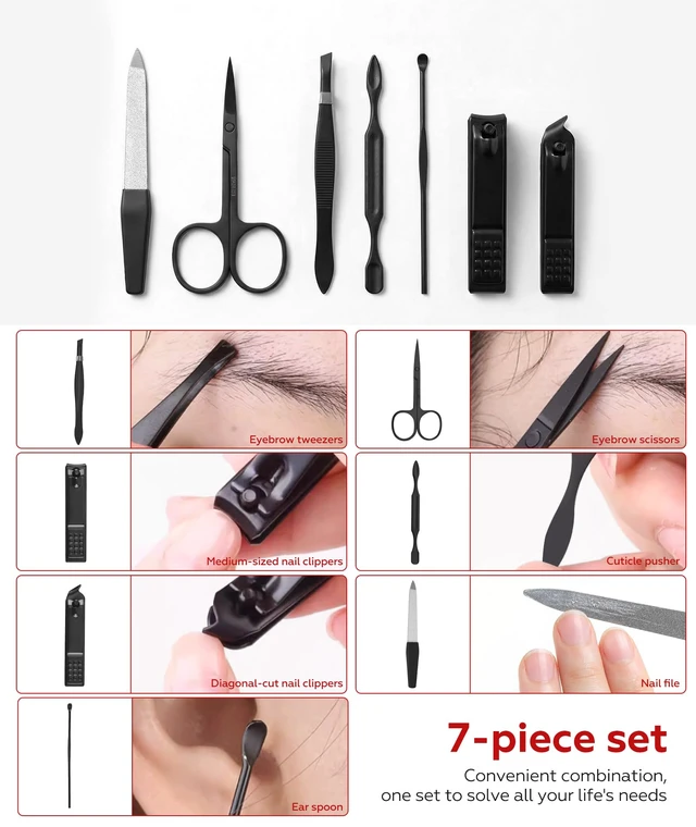 Alt view image 3 of 7 - Stocking Stuffers Gift for Dad Men, Manicure Set Nail Clippers Grooming Kit with Travel Case, Personal Care Tools Birthday Gifts for Men Women