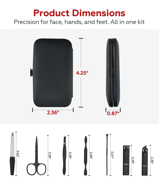 Alt view image 4 of 7 - Stocking Stuffers Gift for Dad Men, Manicure Set Nail Clippers Grooming Kit with Travel Case, Personal Care Tools Birthday Gifts for Men Women