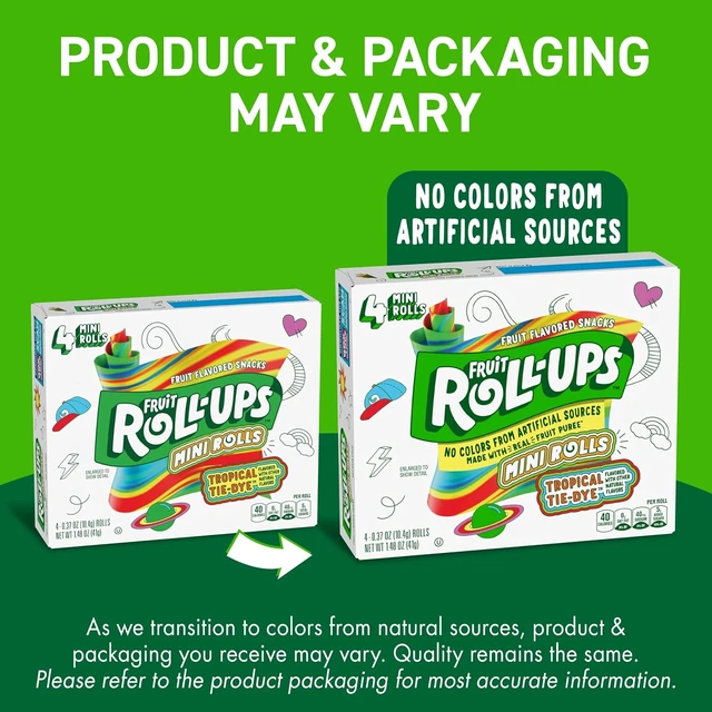 Alt view image 3 of 6 - Fruit Roll-Ups Mini Rolls Tropical Tie-Die Fruit Flavored Snacks, 4 ct