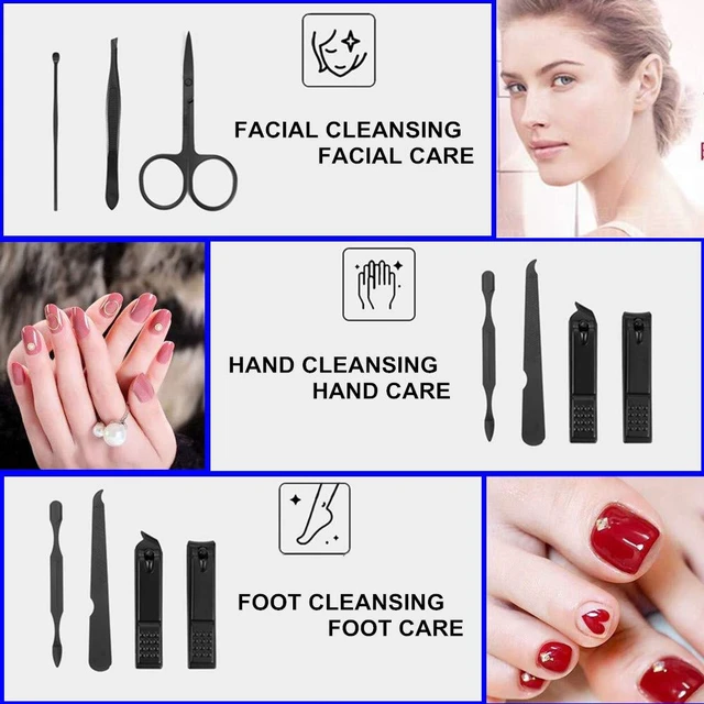 Alt view image 5 of 6 - QURIPE 7pcs Manicure Set, Nail Clippers Kit, Stainless Steel Manicure Kit, Nail Clipping Tools Portable Travel Grooming Kit, The Best Gift with Luxurious Case (Black-7)