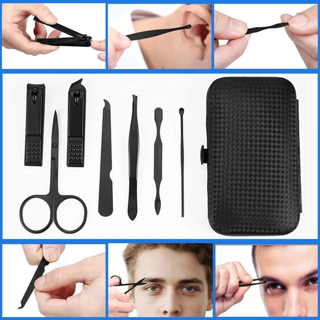 Alt view image 6 of 6 - QURIPE 7pcs Manicure Set, Nail Clippers Kit, Stainless Steel Manicure Kit, Nail Clipping Tools Portable Travel Grooming Kit, The Best Gift with Luxurious Case (Black-7)