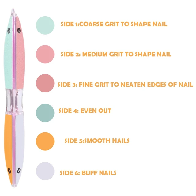 Alt view image 5 of 6 - 6 Sided Nail File and Nail Buffers, Multi-Functional Nail File for Shaping and Polishing, Gifts for Women, Stocking Stuffers, Nail Care Tool, All-in-One Shaping & Buffing