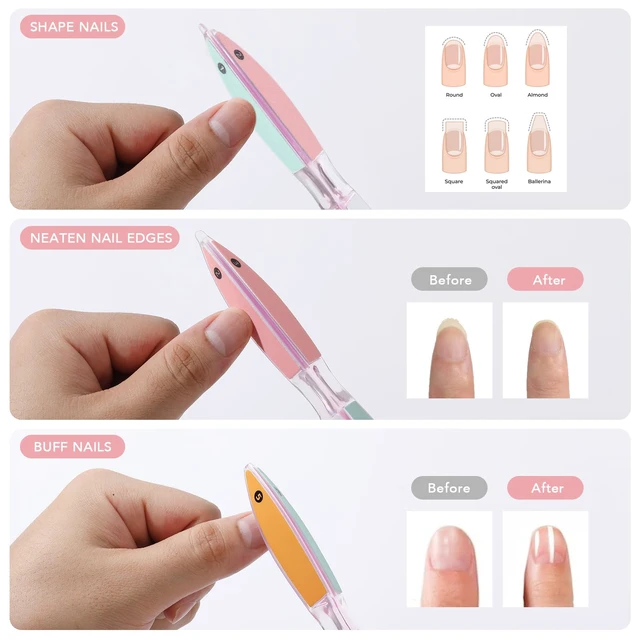 Alt view image 3 of 6 - 6 Sided Nail File and Nail Buffers, Multi-Functional Nail File for Shaping and Polishing, Gifts for Women, Stocking Stuffers, Nail Care Tool, All-in-One Shaping & Buffing